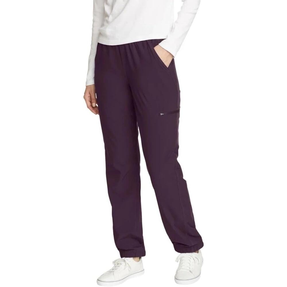 Eddie Bauer Fleece Lined Pants Womens Size 14 Plum UPF 50+ Gorp Outdoor Hiking